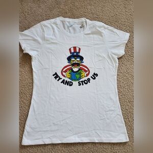 The Simpsons White Cotton Graphic T-Shirt Womens Medium
